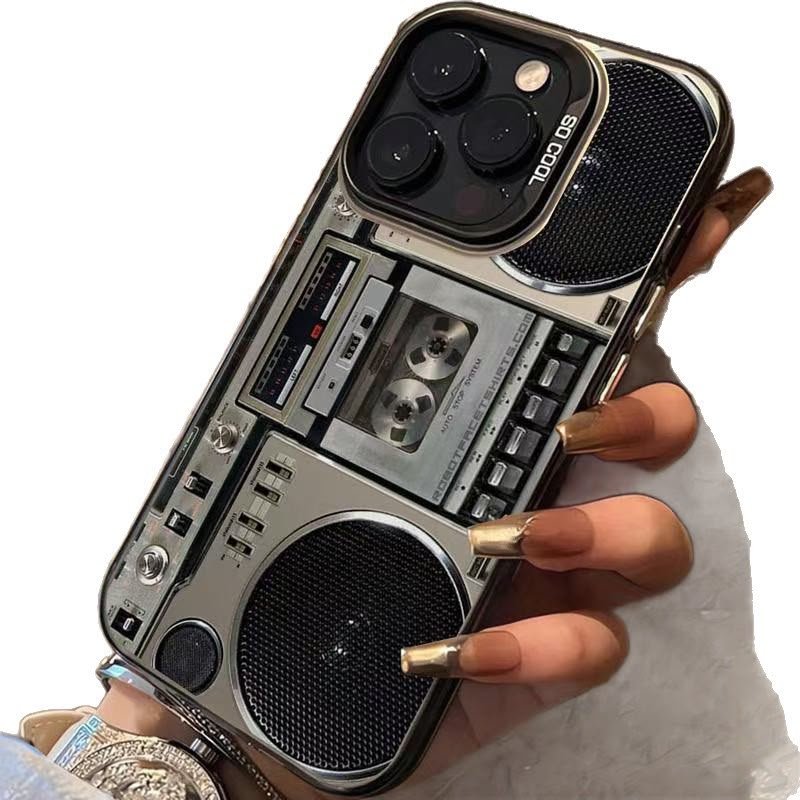  Record-Themed Phone Case Suitable for Apple 17 Pro Max, Personalized Energetic Case for iPhone 16/15/14, European and American Style 
